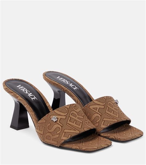 versace allover mules|Versace Allover mules in brown .